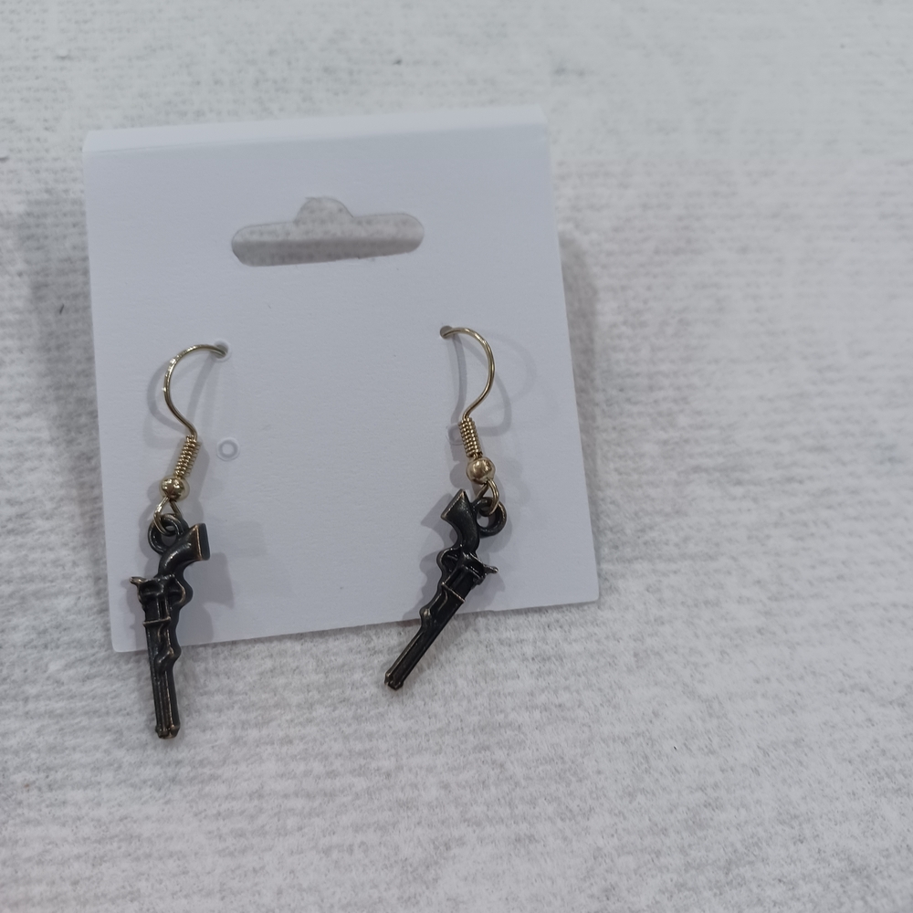 Black Six Shooter Earrings